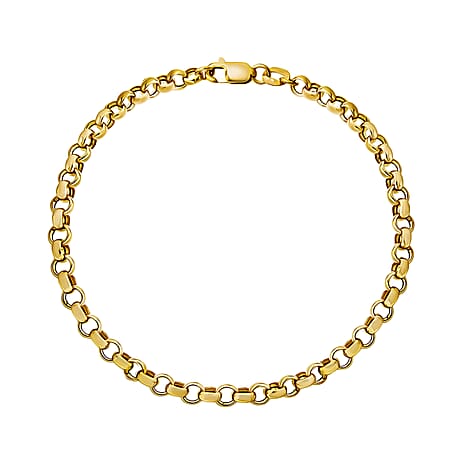 9K Yellow Gold High Finish Hollow Belcher Bracelet 7 Inch, 1.5 grams