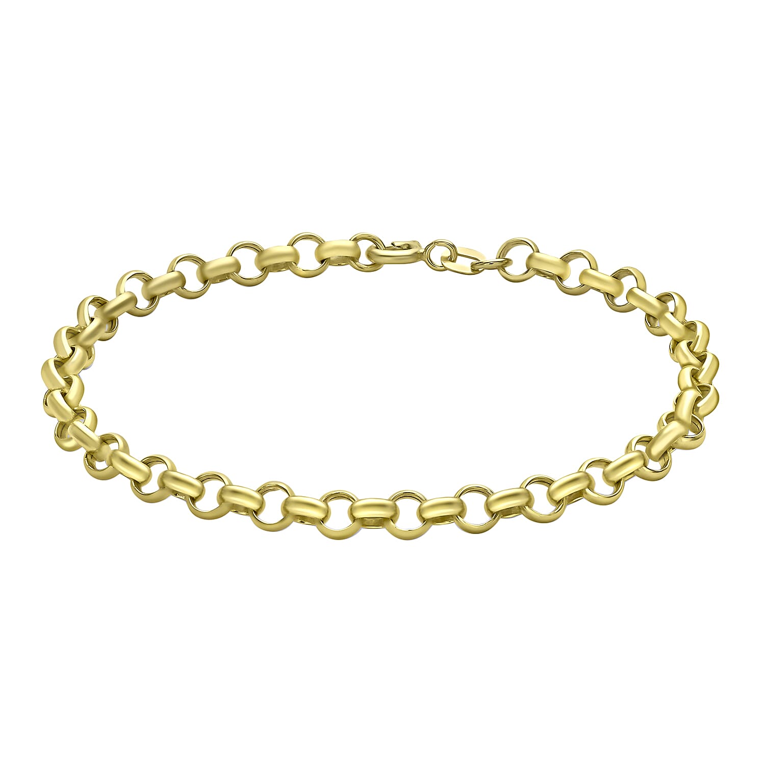 9K Yellow Gold Hollow Round Belcher Bracelet 7 Inch, 2.6 grams