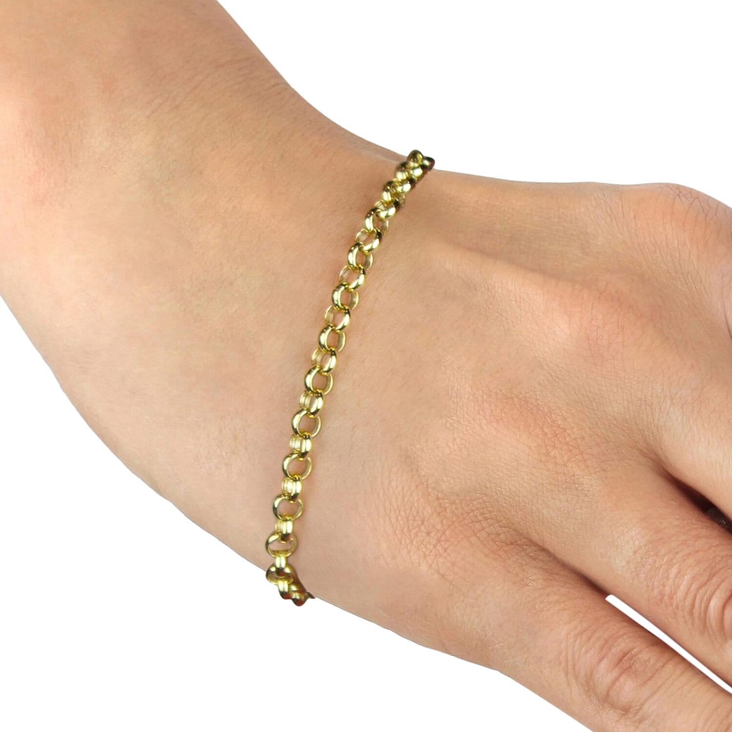 9K Yellow Gold Hollow Round Belcher Bracelet 7 Inch, 2.6 grams