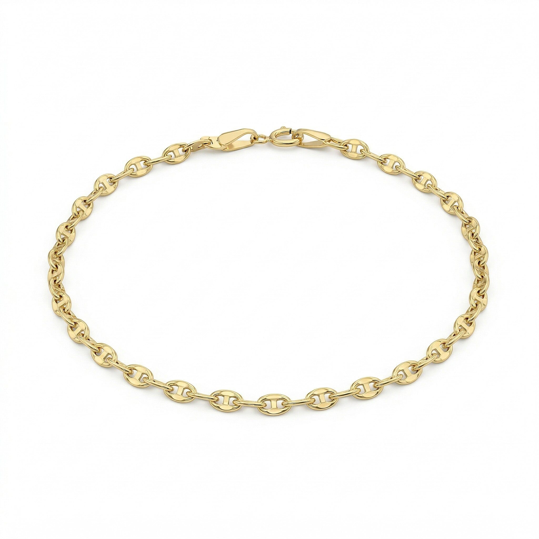 9K Yellow Gold High Finish Rambo Chain Bracelet 7 Inch, 1 grams