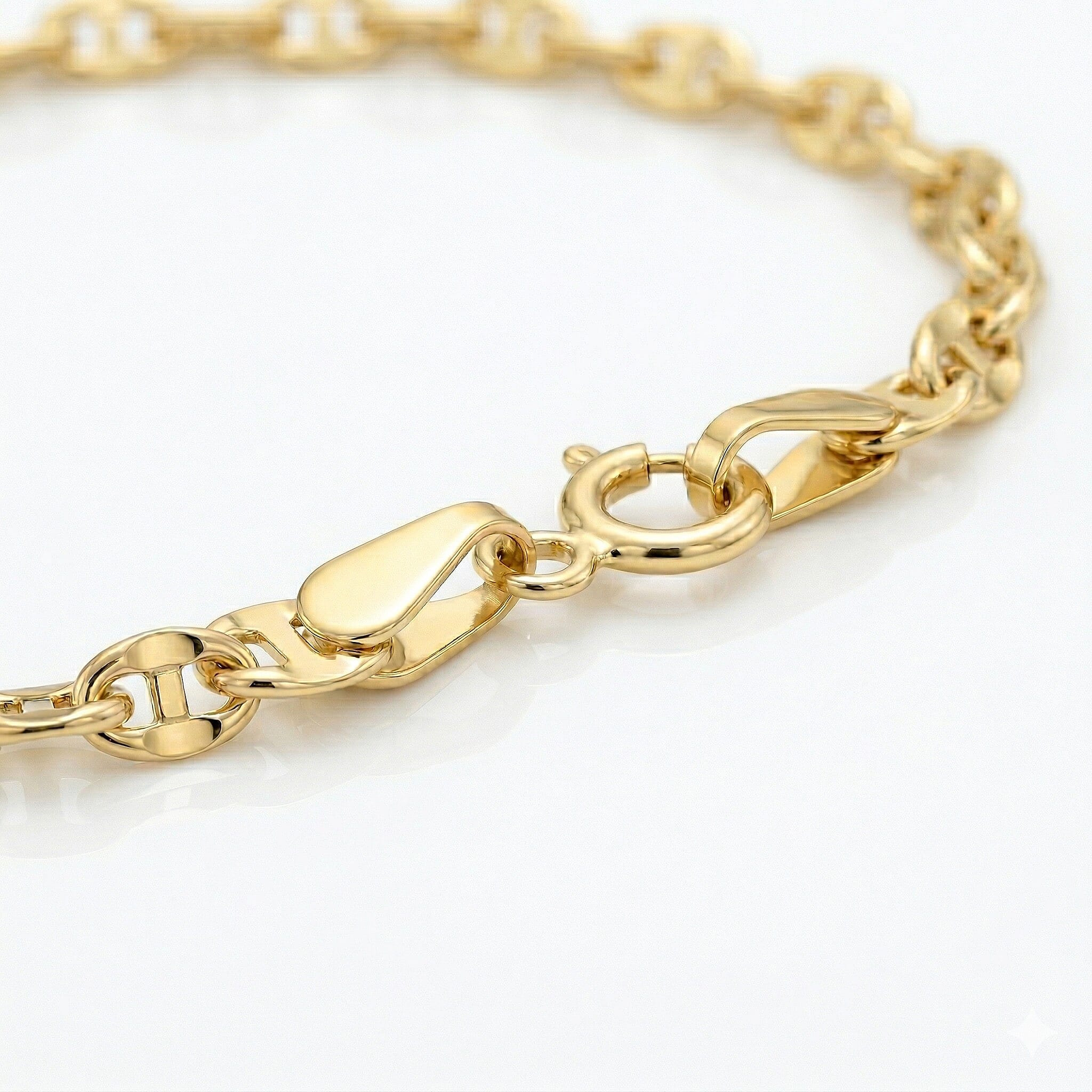 9K Yellow Gold High Finish Rambo Chain Bracelet 7 Inch, 1 grams