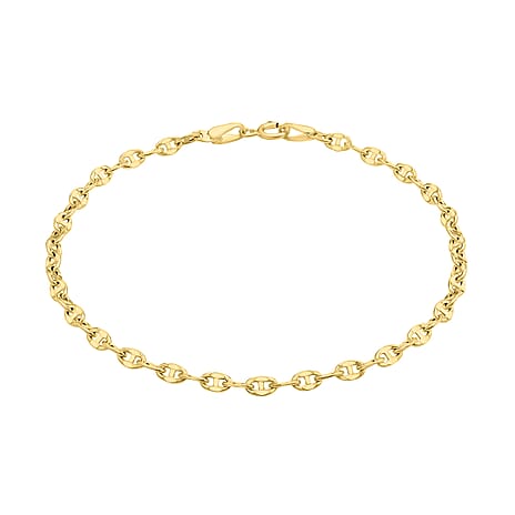 9K Yellow Gold High Finish Rambo Chain Bracelet 7 Inch, 1 grams