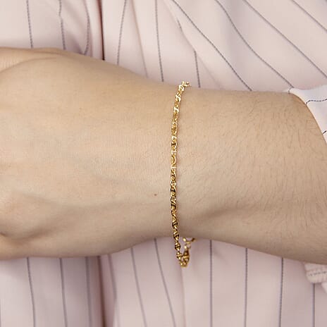 9K Yellow Gold High Finish Rambo Chain Bracelet 7 Inch, 1 grams