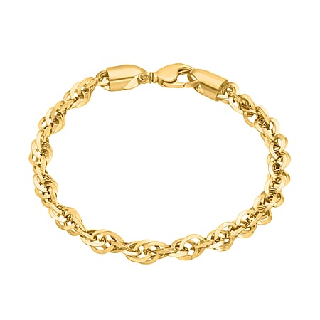 9K Yellow Gold Diamond Cut Prince Of Wales Chain Bracelet 7 Inch 5 grams