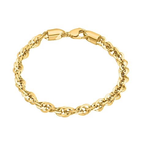 9K Yellow Gold Diamond Cut Prince Of Wales Chain Bracelet 7 Inch, 5 grams