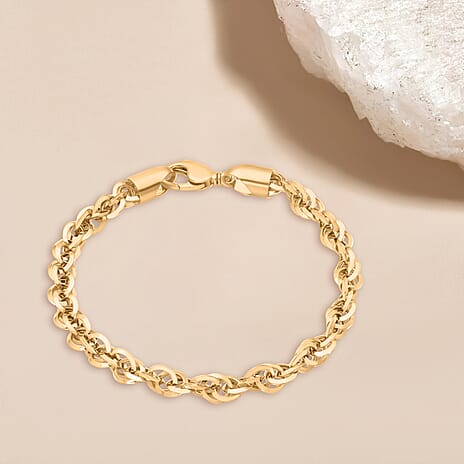 9K Yellow Gold Diamond Cut Prince Of Wales Chain Bracelet 7 Inch, 5 grams