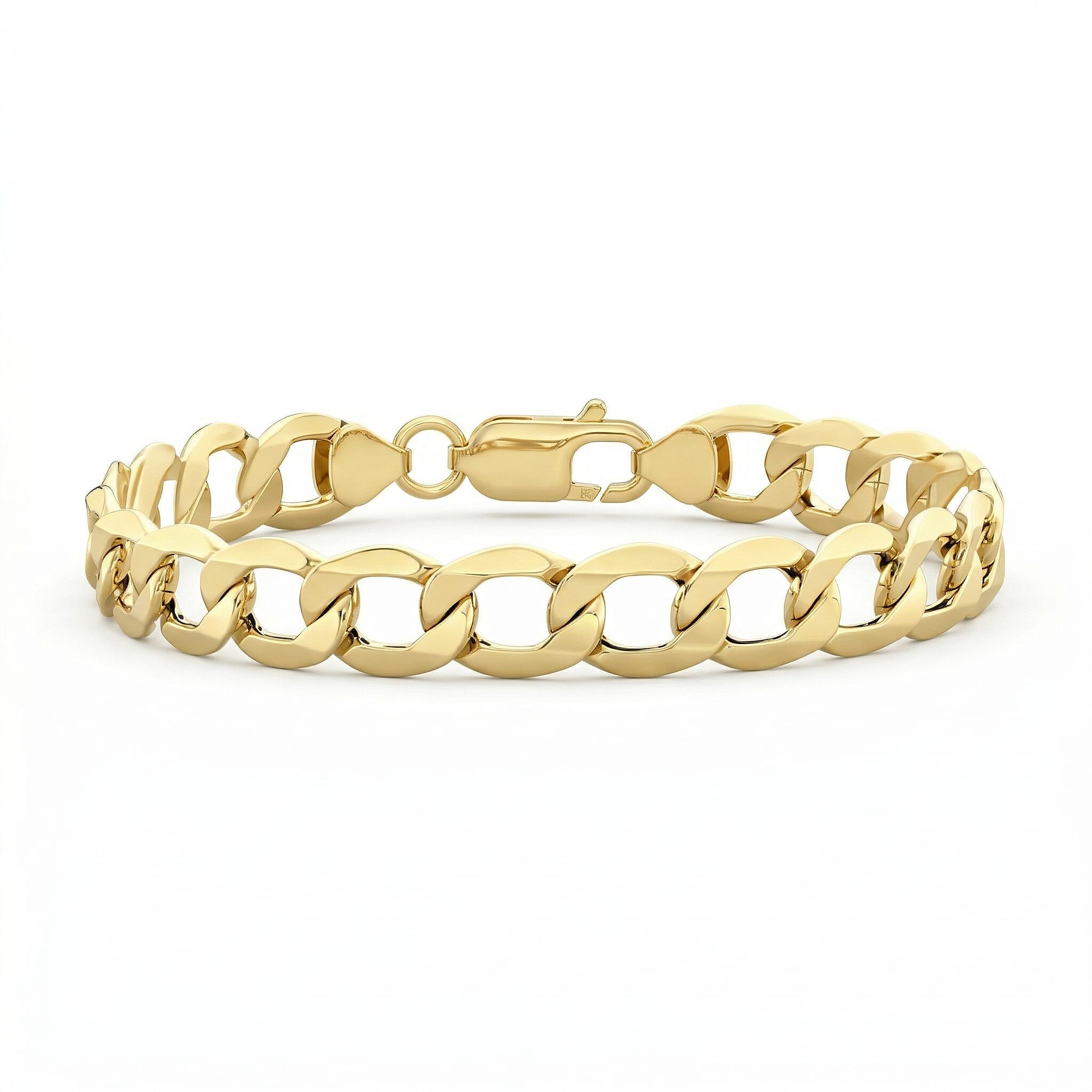 9K Yellow Gold High Finish Curb Chain Bracelet 7.25 Inch, 4.5 grams
