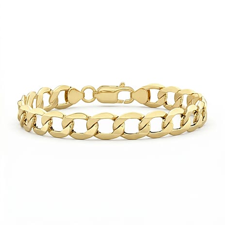 9K Yellow Gold High Finish Curb Chain Bracelet 7.25 Inch, 4.5 grams