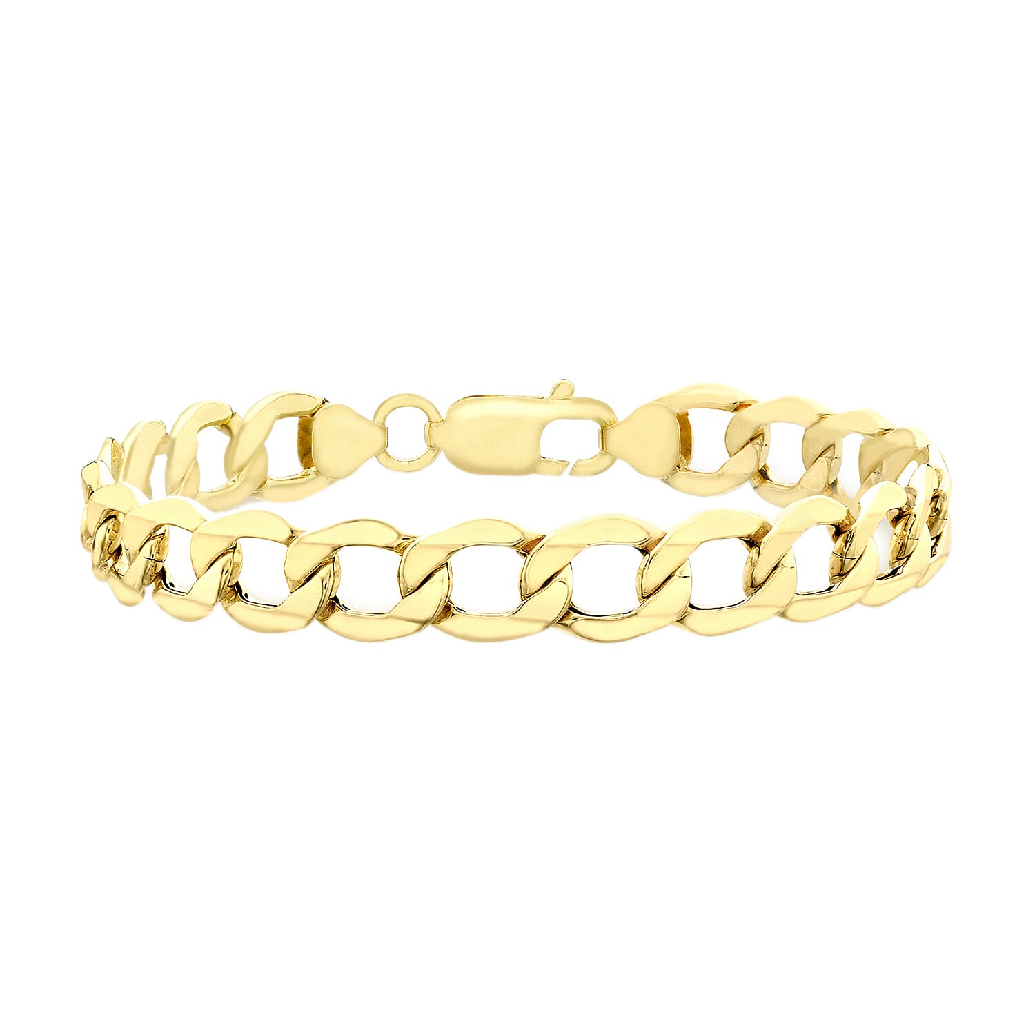 9K Yellow Gold High Finish Curb Chain Bracelet 7.25 Inch, 4.5 grams