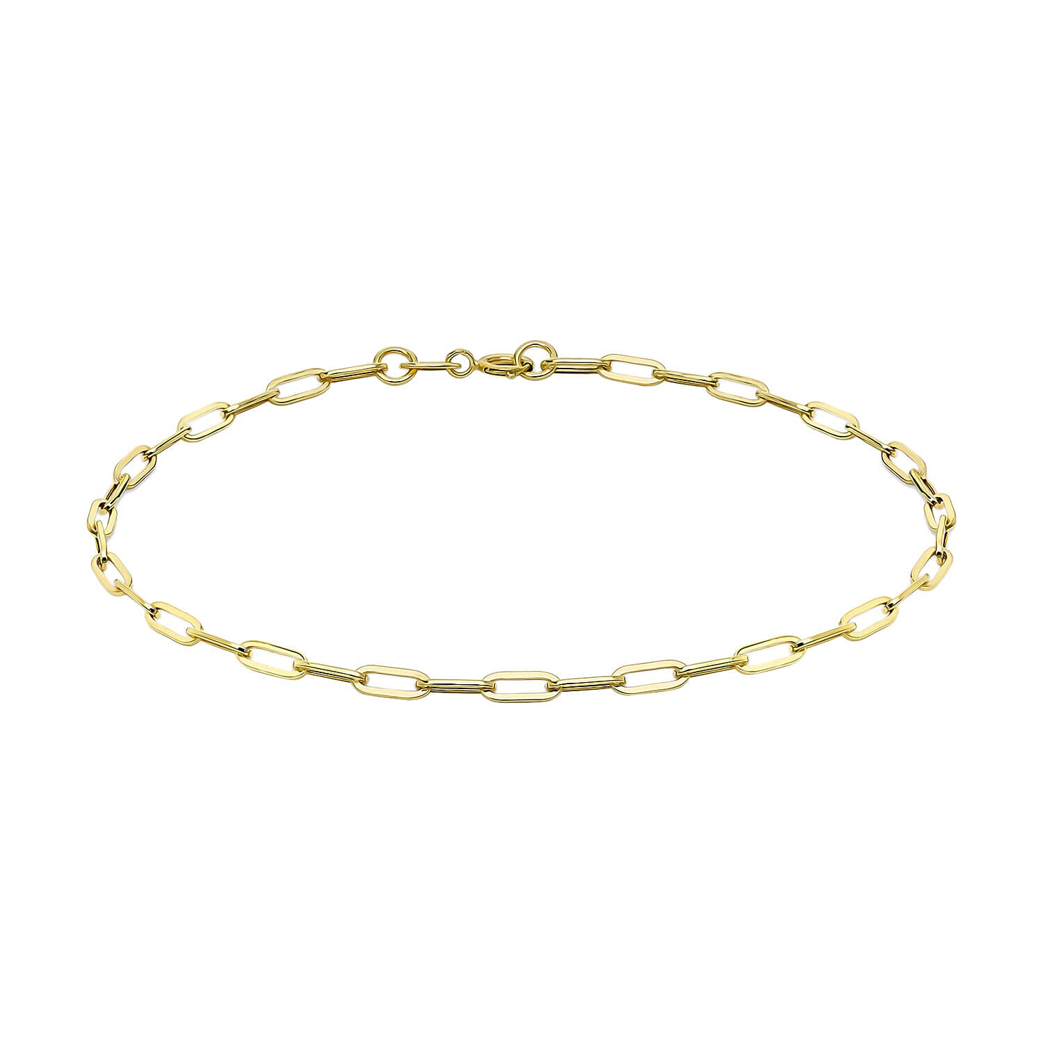 9K Yellow Gold 2.3MM Paperclip Chain Bracelet 7.25 Inch, 0.85 grams