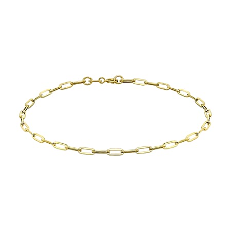 9K Yellow Gold 2.3MM Paperclip Chain Bracelet 7.25 Inch 0.85 grams