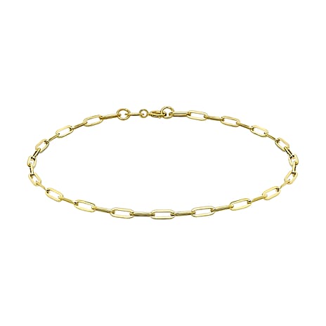9K Yellow Gold 2.3MM Paperclip Chain Bracelet 7.25 Inch, 0.85 grams