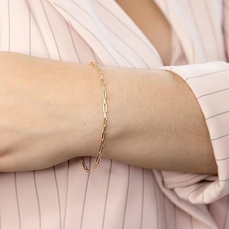 9K Yellow Gold 2.3MM Paperclip Chain Bracelet 7.25 Inch, 0.85 grams