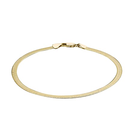 9K Yellow Gold Herringbone Chain Bracelet 7.5 Inch 3.9 grams