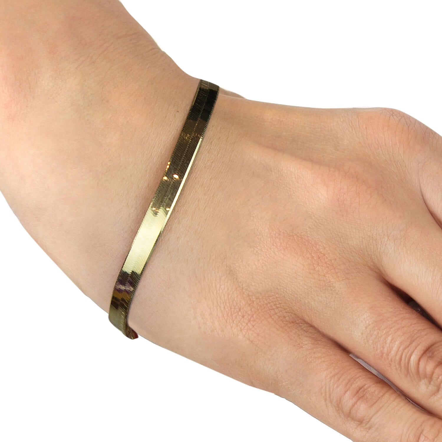 9K Yellow Gold Herringbone Chain Bracelet 7.5 Inch, 3.9 grams
