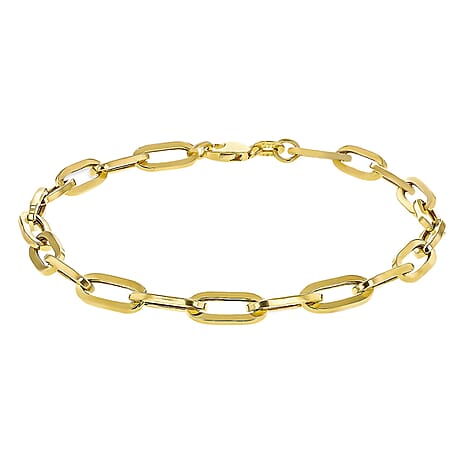 9K Yellow Gold 4.9MM Paperclip Chain Bracelet 7.5 Inch, 3.7 grams