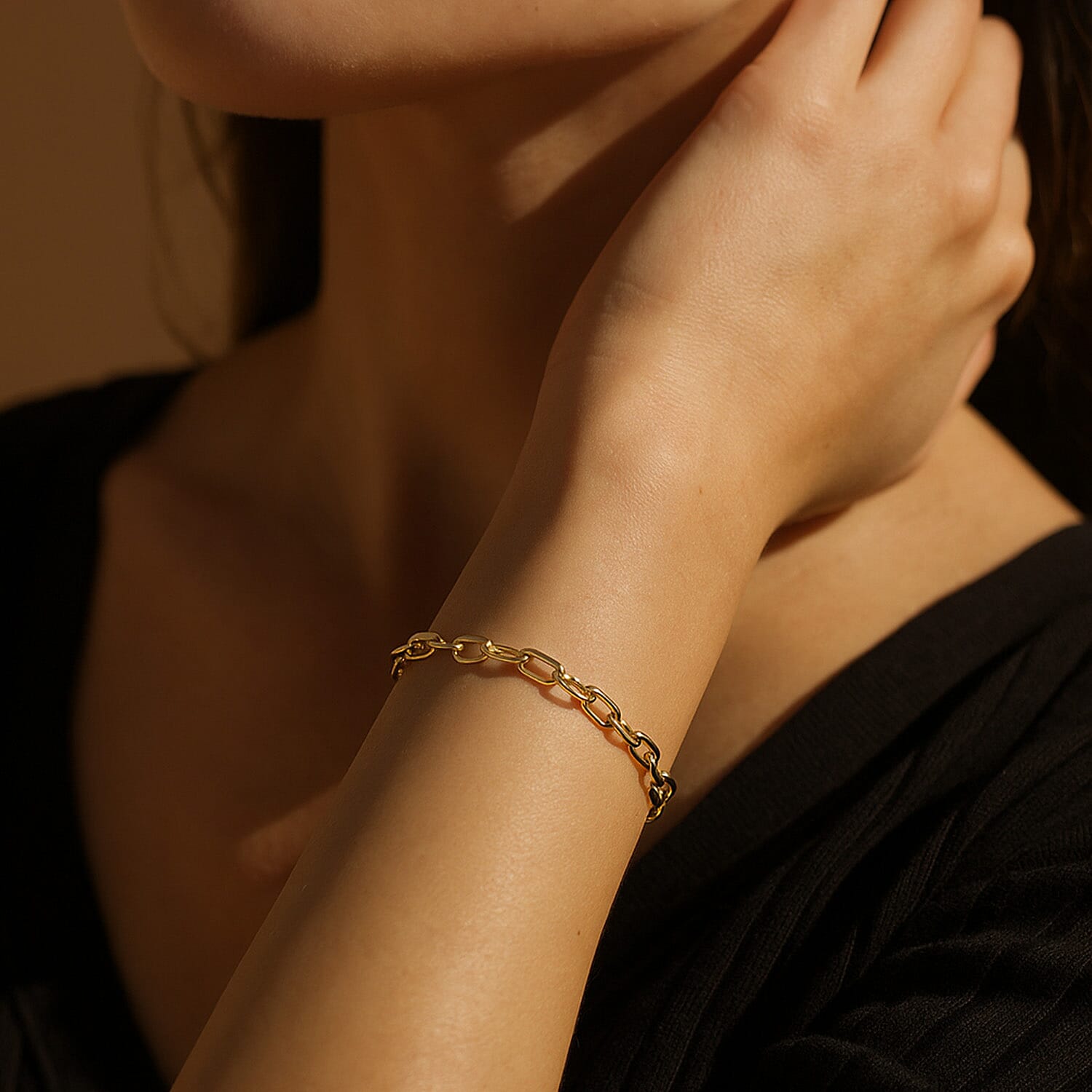 9K Yellow Gold 4.9MM Paperclip Chain Bracelet 7.5 Inch, 3.7 grams