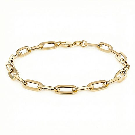 9K Yellow Gold 4.9MM Paperclip Chain Bracelet 7.5 Inch, 3.7 grams