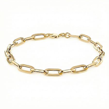 9K Yellow Gold 4.9MM Paperclip Chain Bracelet 7.5 Inch 3.7 grams 9K Yellow Gold 4.9MM Paperclip Chain Bracelet 7.5 Inch 3.7 grams