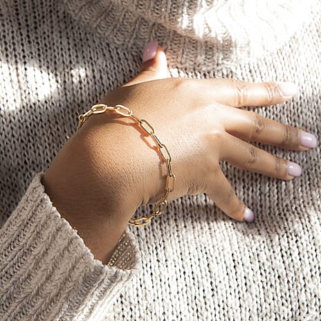 9K Yellow Gold 4.9MM Paperclip Chain Bracelet 7.5 Inch, 3.7 grams