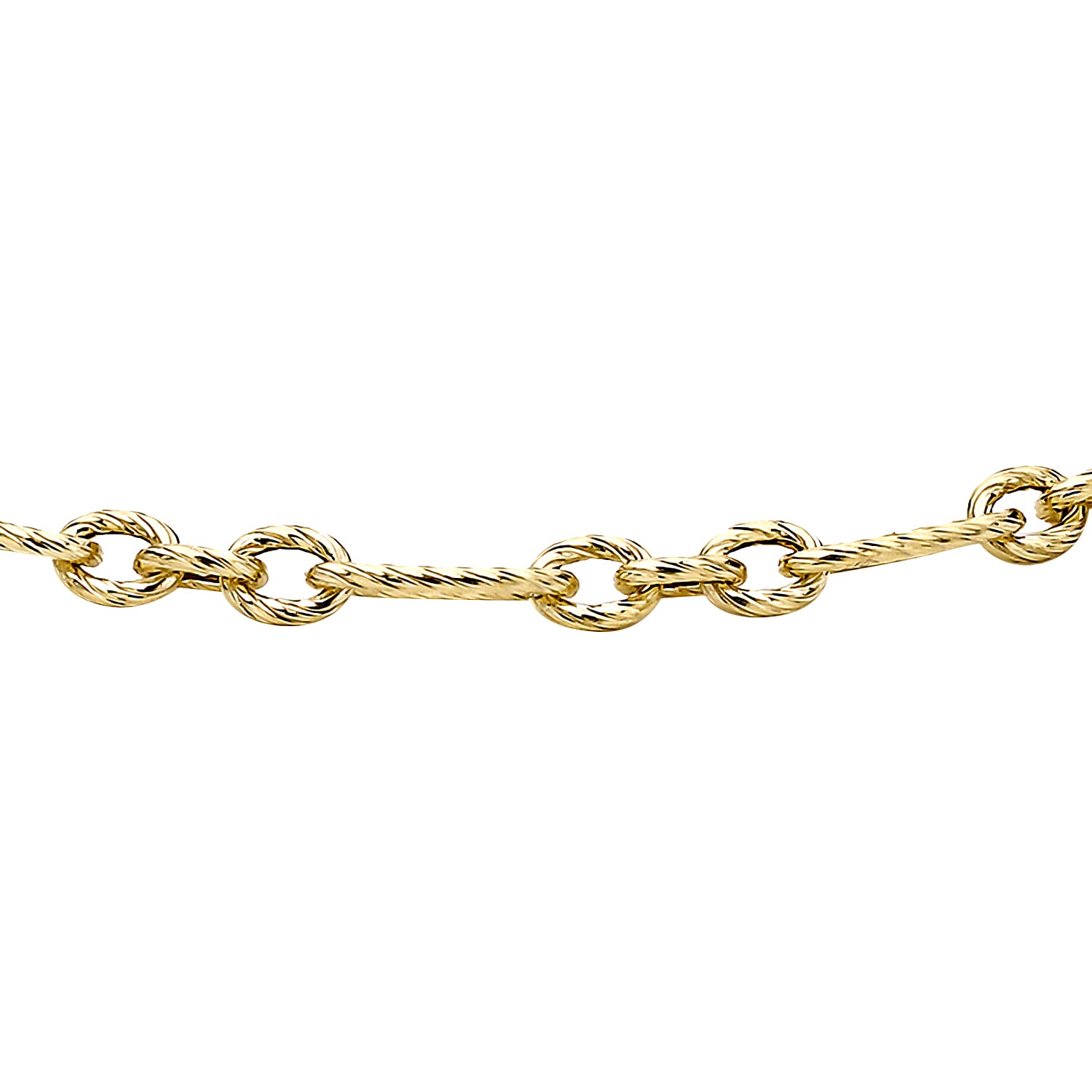 9K Yellow Gold Textured Figaro Bracelet 7.5 Inch, 1.4 grams