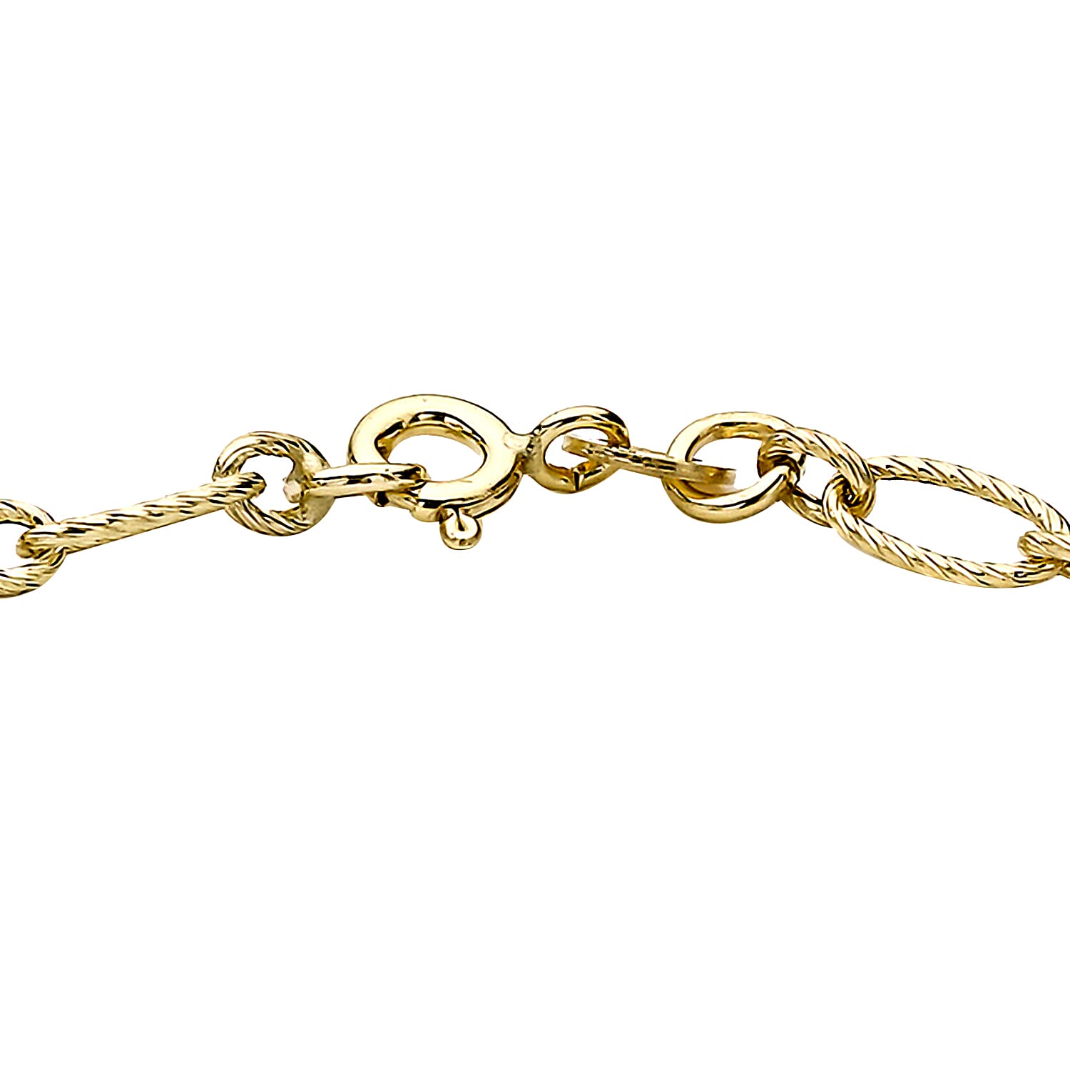 9K Yellow Gold Textured Figaro Bracelet 7.5 Inch, 1.4 grams