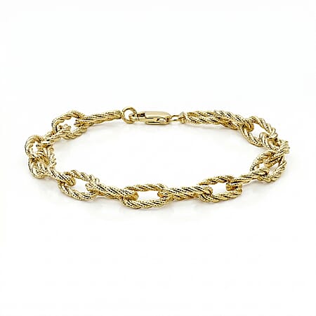 9K Yellow Gold Textured Oval Link Bracelet 7.5 Inch 4.5 grams