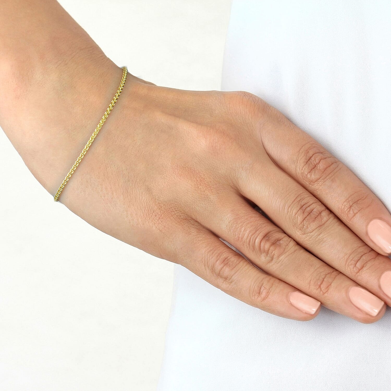 9K Yellow Gold 2.2MM Spiga Chain Bracelet 7.5 Inch, 2.9 grams