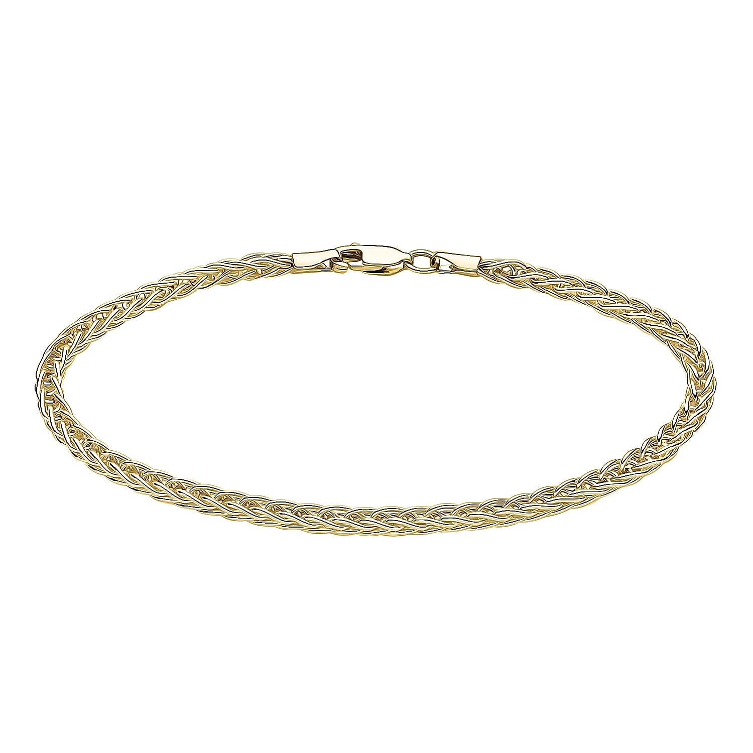 9K Yellow Gold 3MM Spiga Chain Bracelet 7.5 Inch, 3 grams