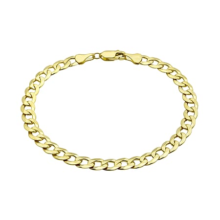 9K Yellow Gold Diamond Cut Flat Curb Chain Bracelet 8 Inch 6.2 grams