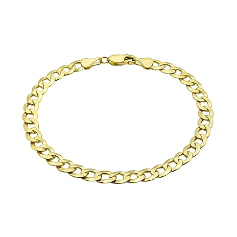 9K Yellow Gold Diamond Cut Flat Curb Chain Bracelet 8 Inch, 6.2 grams