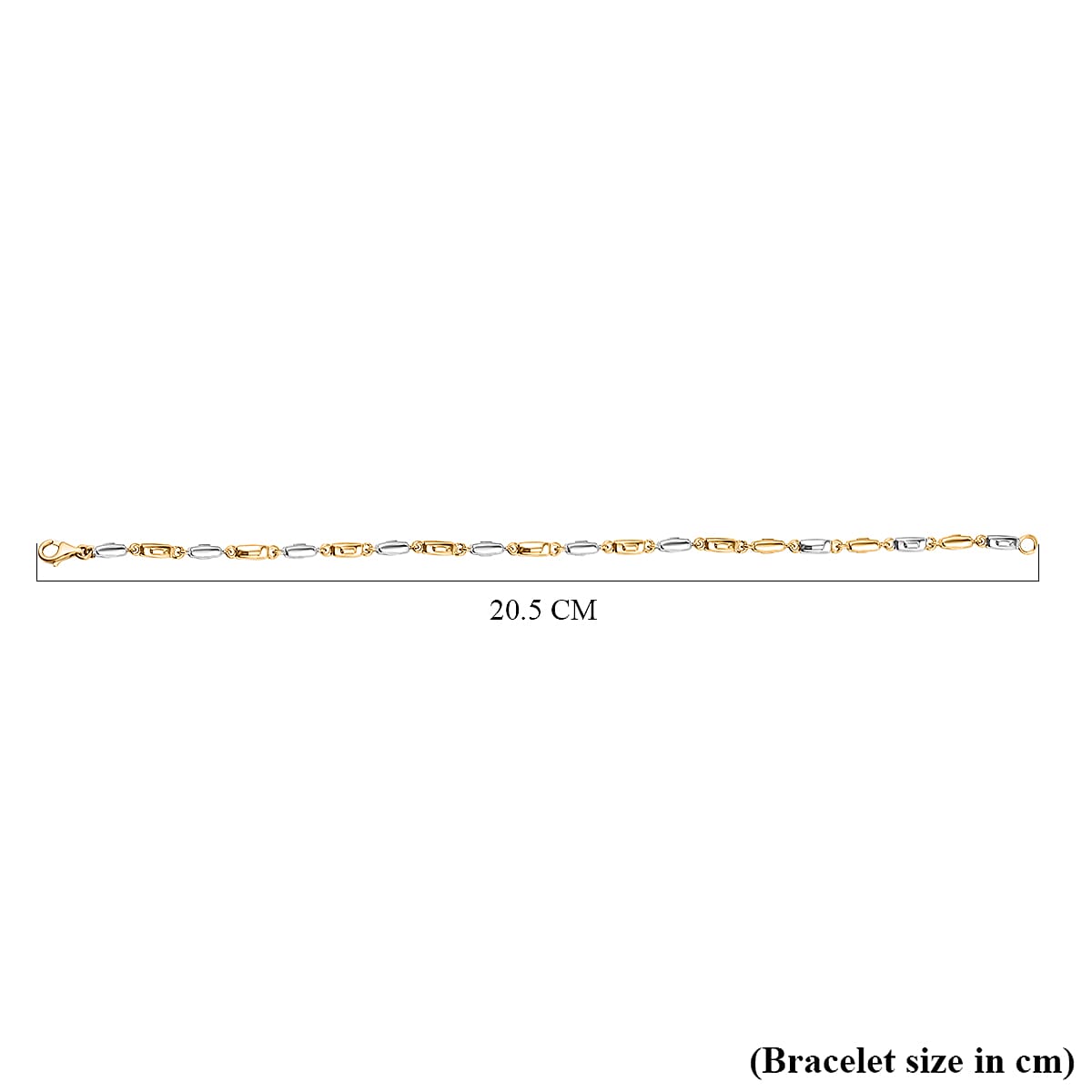 9K Two Colour Gold Rectangular Link Bracelet 8 Inch, 3.6 grams