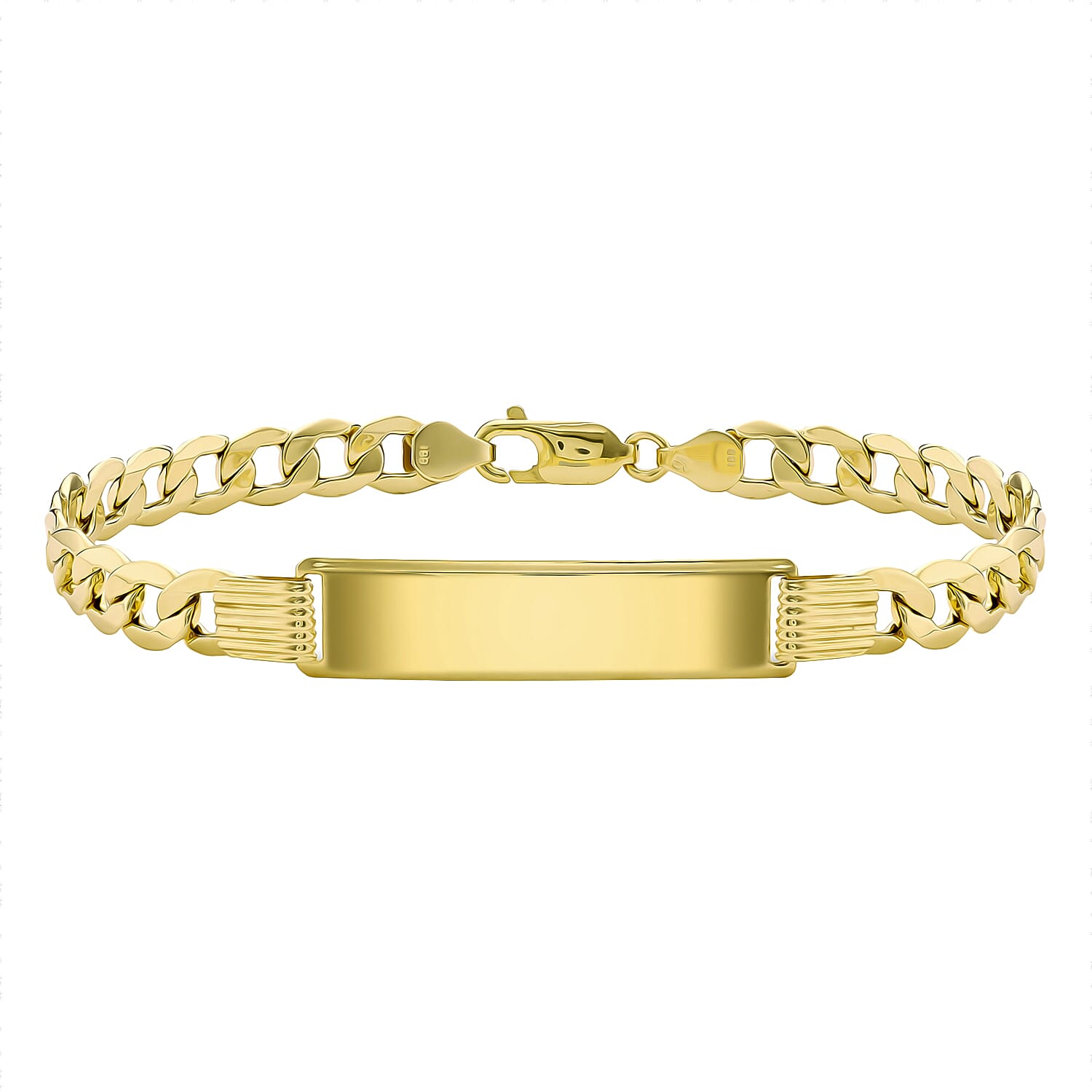 9K Yellow Gold 31MM X 8.5MM Hollow Curb Id Bracelet 8.5 Inch, 6.3 grams