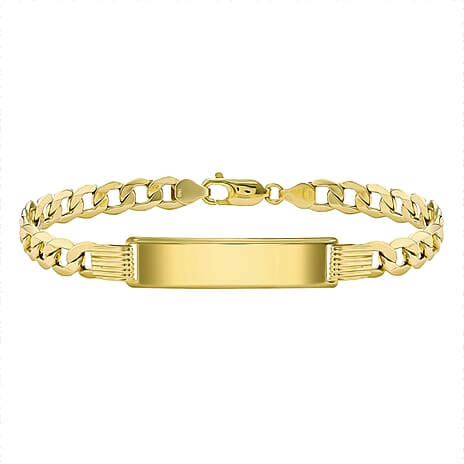 9K Yellow Gold 31MM X 8.5MM Hollow Curb Id Bracelet 8.5 Inch, 6.3 grams