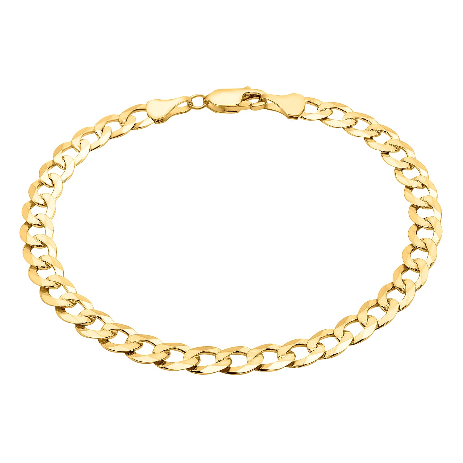 9K Yellow Gold 150 Diamond Cut Flat Curb Chain Bracelet Size 9 Inch, Gold Wt. 6.9 Gms