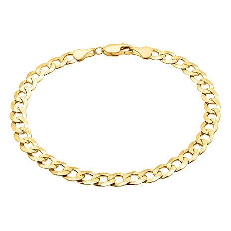 9K Yellow Gold 150 Diamond Cut Flat Curb Chain Bracelet Size 9 Inch, Gold Wt. 6.9 Gms