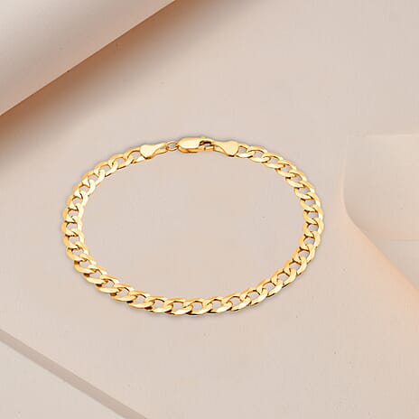 9K Yellow Gold 150 Diamond Cut Flat Curb Chain Bracelet Size 9 Inch, Gold Wt. 6.9 Gms