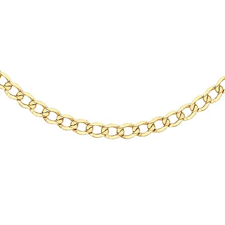 9K Yellow Gold Diamond Cut Flat Curb Chain With Lobster Clasp (Size - 16)