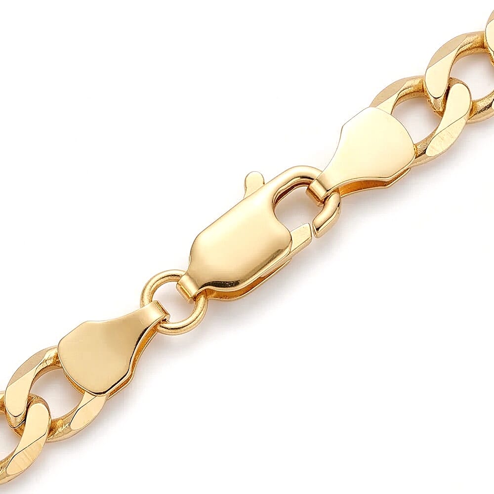 9K Yellow Gold Diamond Cut Flat Curb Chain With Lobster Clasp (Size - 16)