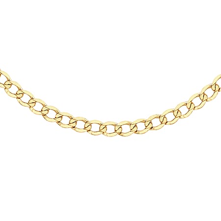 9K Yellow Gold 3.9 MM Curb Chain With Lobster Clasp 16 Inch Diamond Cut