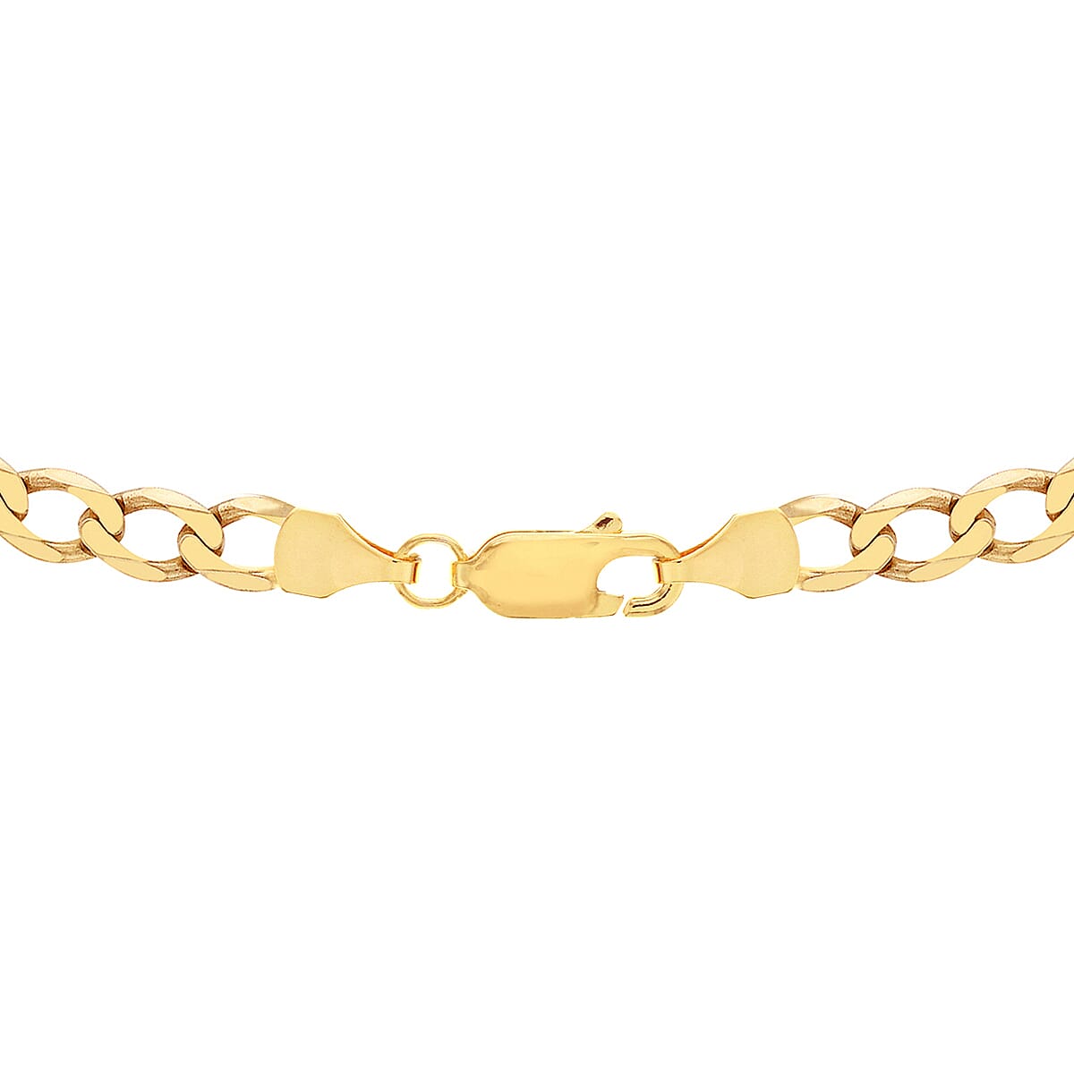 9K Yellow Gold Diamond Cut Flat Curb Chain With Lobster Clasp (Size - 16)