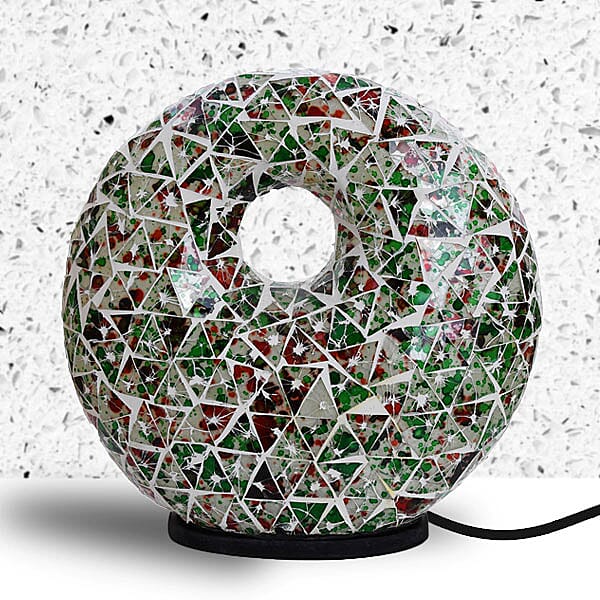 Mosaic Donut Lamp (Size 30x28x7 Cm) - Green & Red