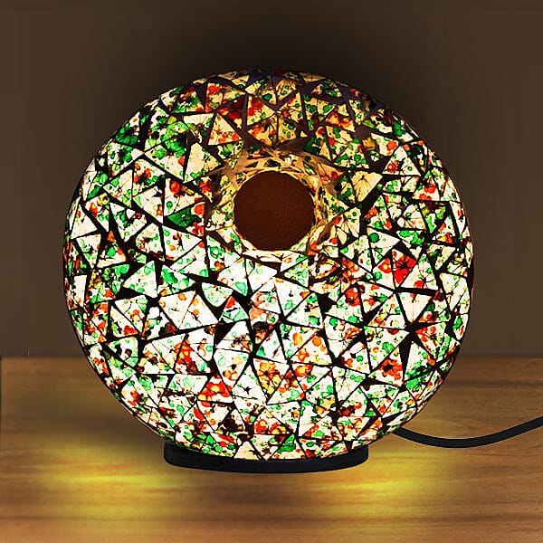Mosaic Donut Lamp (Size 30x28x7 Cm) - Green & Red