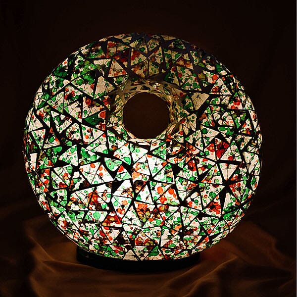 Mosaic Donut Lamp (Size 30x28x7 Cm) - Green & Red