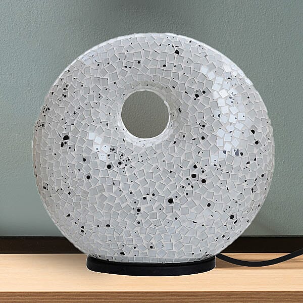 Mosaic Donut Lamp (Size-30x28x7Cm) - White & Black