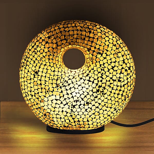 Mosaic Donut Lamp (Size-30x28x7Cm) - White & Black