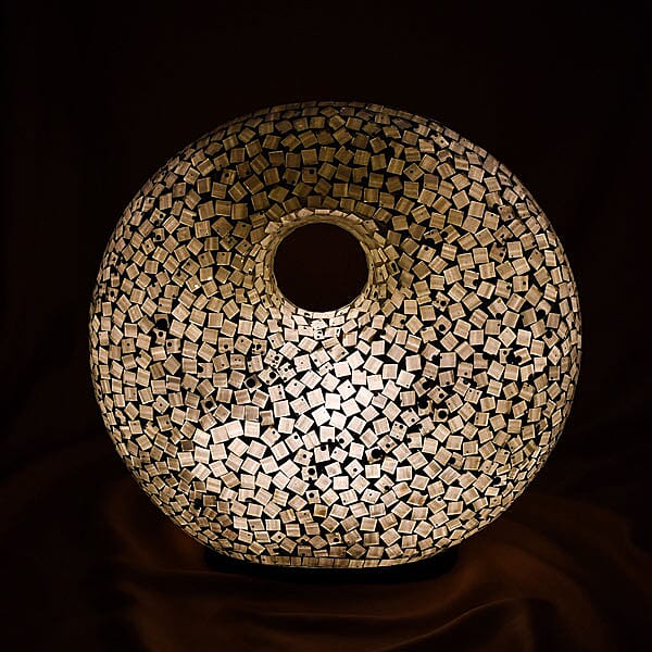 Mosaic Donut Lamp (Size-30x28x7Cm) - White & Black