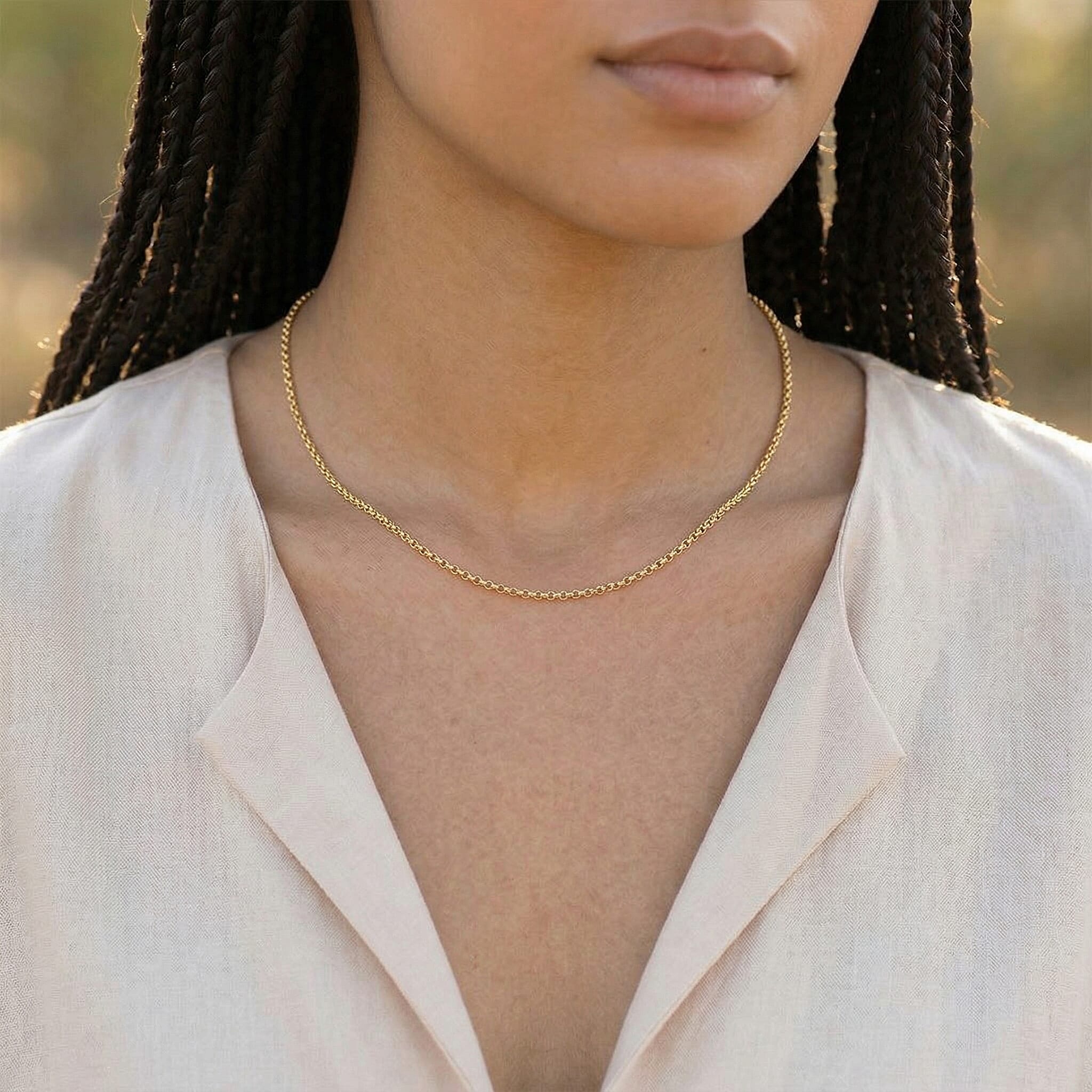 9K Yellow Gold High Finish Round Belcher Chain 16 Inch, 2.4 grams