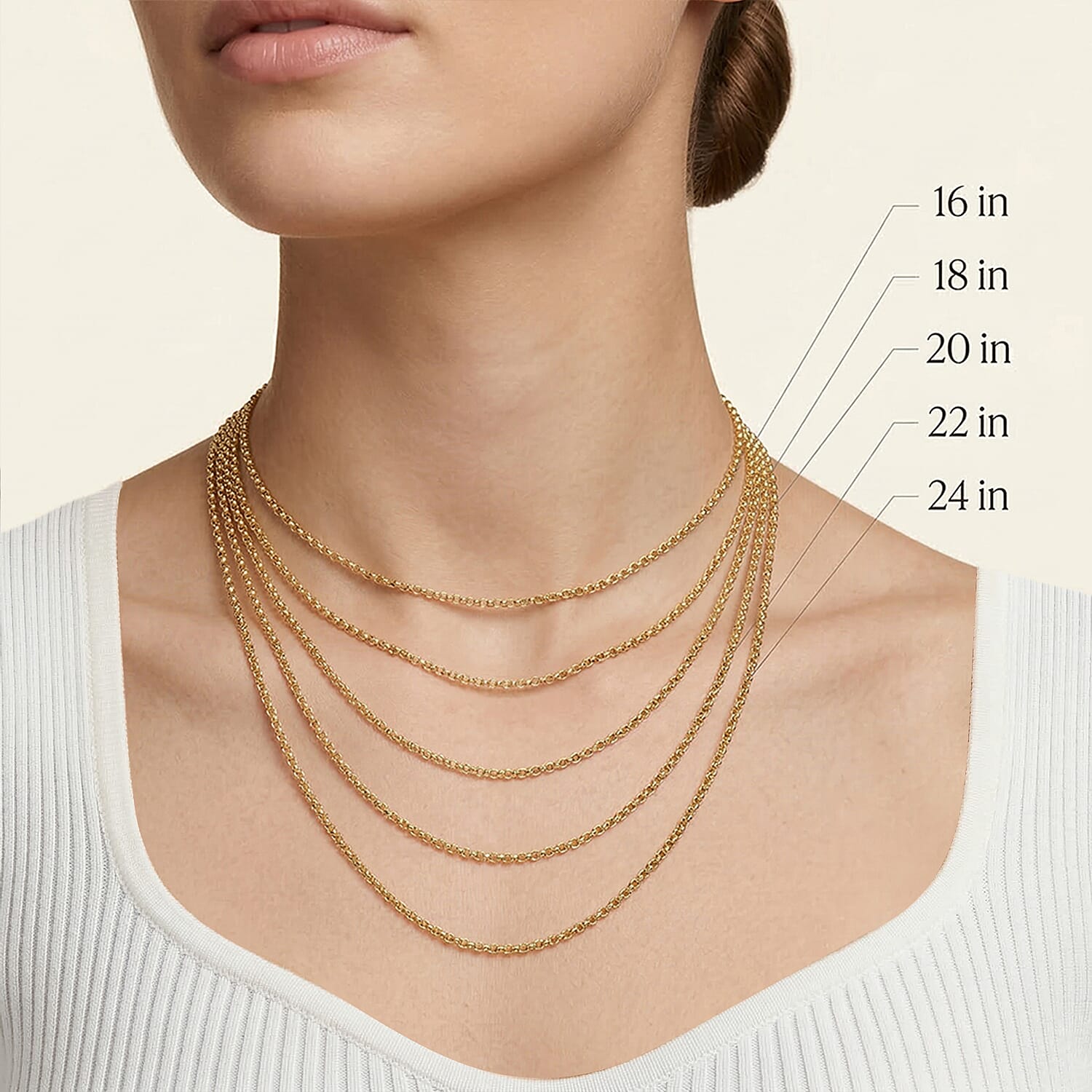 9K Yellow Gold High Finish Round Belcher Chain 16 Inch, 2.4 grams