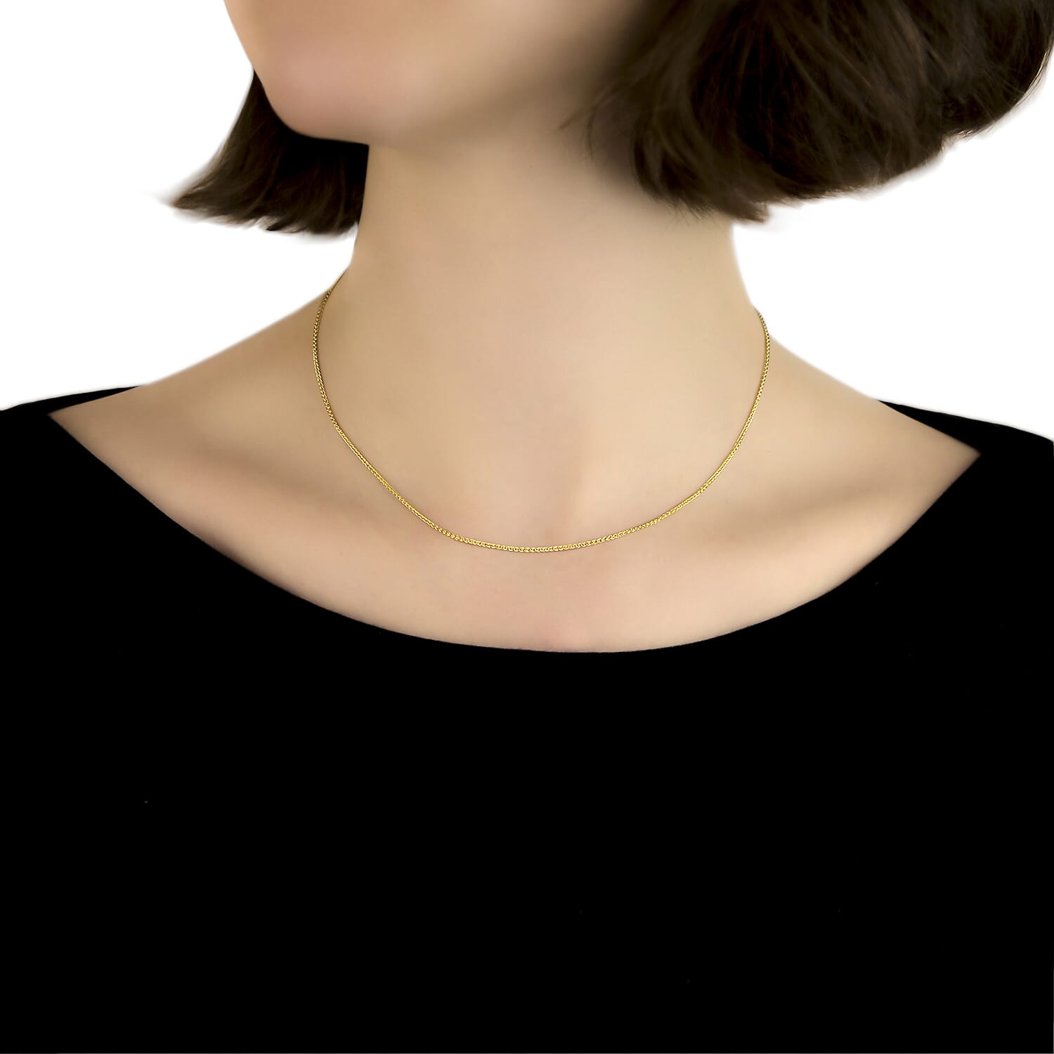 9K Yellow Gold High Finish Spiga Chain 16 Inch, 2.1 grams